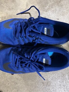2016 Air Max Nike Blue Mesh Running Sneakers with Black Swoosh